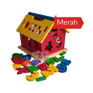 Rumah Angka Geometri Mainan Edukasi Anak Rumah Angka Merah