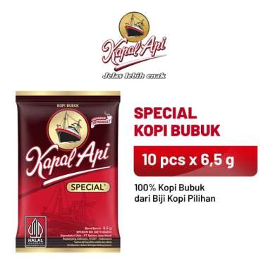 KOPI KAPAL API SPECIAL MERAH 6 GRAM TANPA GULA 1 RENCENG ISI 10 PCS MINUMAN KOPI BUBUK