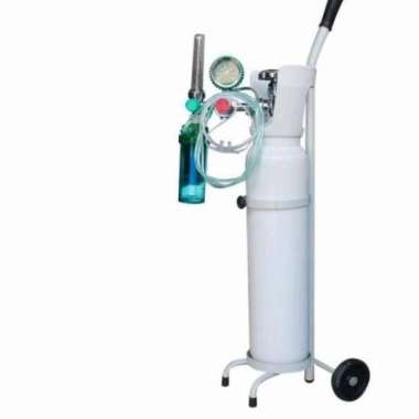 Tabung oksigen 2m3 Set lengkap Tabung+isi+regulator+nasal +Troli