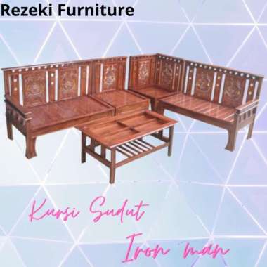 Kursi Sudut Kayu Iron Man sofa sudut wood