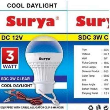 Lampu Led DC 12V Jepit Baterai Hidup Surya 12 watt