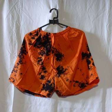 Hot Pants Kulot Celana Pendek Wanita Dye Bali orange hitam