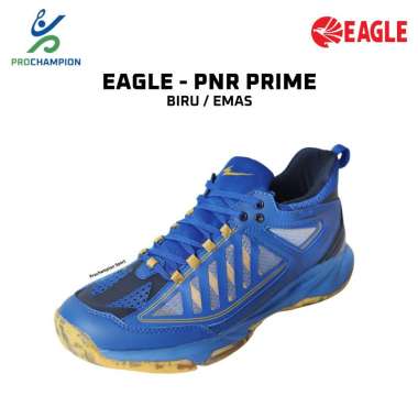 New ! Sepatu Badminton Eagle Shoes PNR PRIME Biru Emas 41