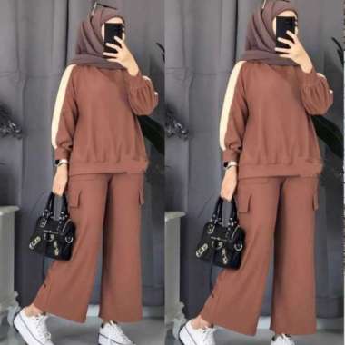 Setelan Cargo Ziza | Setelan Cargo Wanita Remaja Dewasa | Set Atasan Celana Cargo Milo