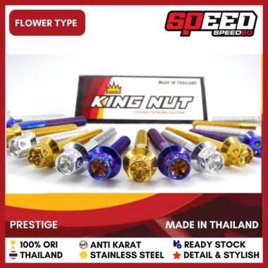 Baut Dudukan Stang Satria Fu Baut Probolt Thailand Stainless Steel King Nut Flower Silver