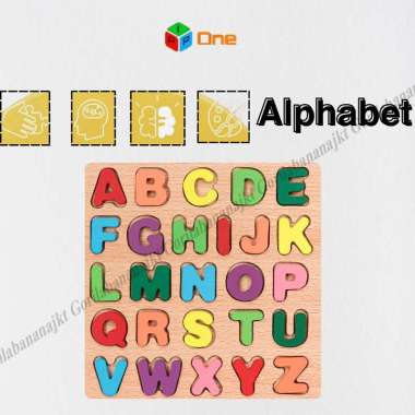 Mainan Puzzle Kayu Alphabet huruf geometri dan angka huruf