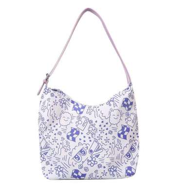 Tas Kanvas Selempang Tote Canvas Cute Pattern Lovely Bag 722-92 Hitam