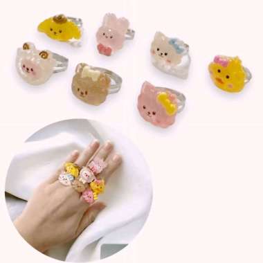 Cincin Karakter Resin Tempel Openning Ring Character Figure Cincin Anak Fashion Lucu RG Opening Shee