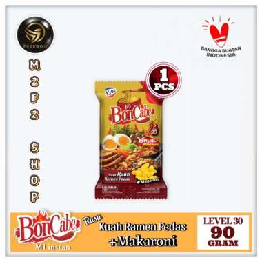 Mi BonCabe Level 30 Rasa Mie Kuah Ramen Pedas + Makaroni | Bag - 90 gr (Kemasan Satuan)