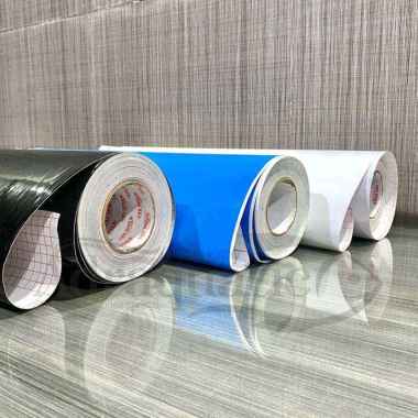 STICKER BACKGROUND POLOS AQUARIUM TINGGI 60 CM WALLPAPER WARNA HITAM BIRU PUTIH GLOSSY DOFF STIKER S