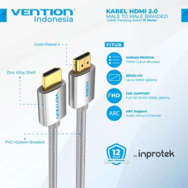 KABEL HDMI Vention Kabel High Speed Cotton Braided HDMI v.2.0/b 4K - 15 Meter