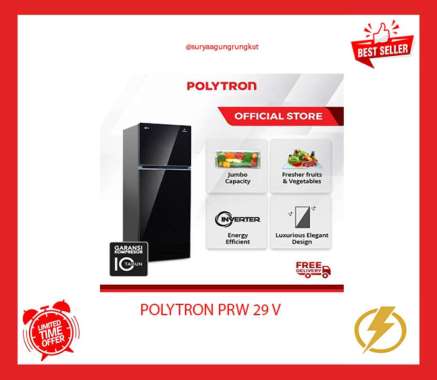 KULKAS 2 PINTU POLYTRON BELLEZA 240 LITER 140 WATT PRW - 29 V