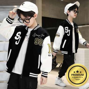 Jaket Anak Cewek Cowok Unisex Bomber Varsity Vintage Mode Distro Outfit Keren Kekinian Free Custom M