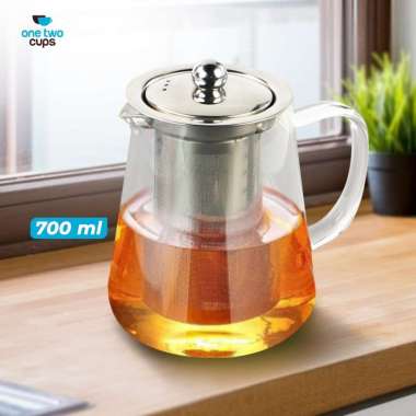 Teko Kaca Tahan Panas Api Bening Teko Saringan Infuser Teh Teapot Glass WMO YUTP760 700ml