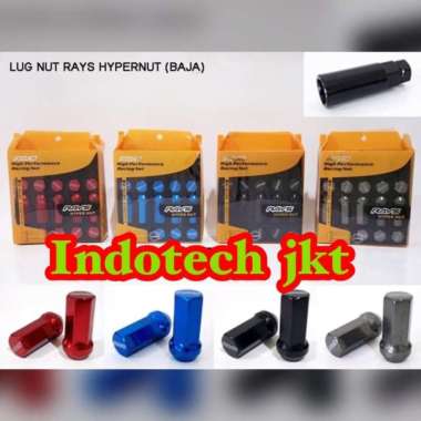 Baut Racing Rays Hyper Nut Panjang Besi Baja Hitam