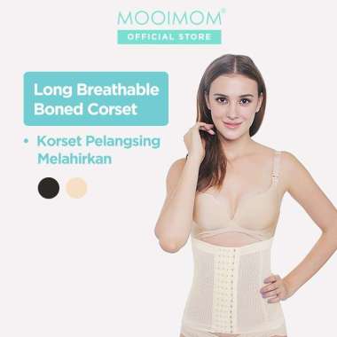 Mooimom Long Breathable Boned Corset / Korset Pelangsing Nude XL