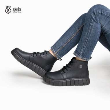 Supervice Varsity Sepatu Wanita Boots Casual | Sneakers Boots Wanita 41 ALLBLACK