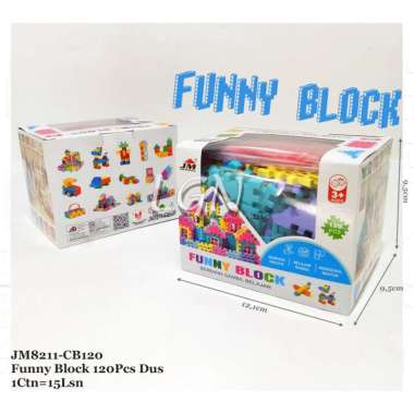 mainan edukasi anak funny block bentuk rumah 120pcs - jm8211