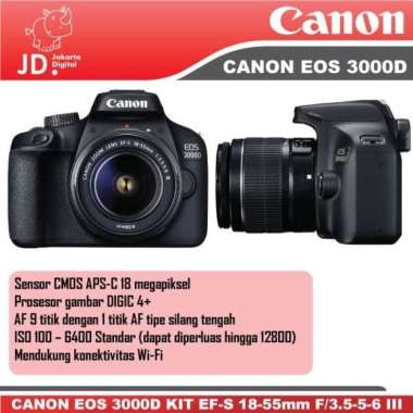 Canon EOS 3000D Kit 18-55mm III DSLR Camera - Canon EOS 3000D Kit EF-S 18-55mm f/3.5-5.6 III