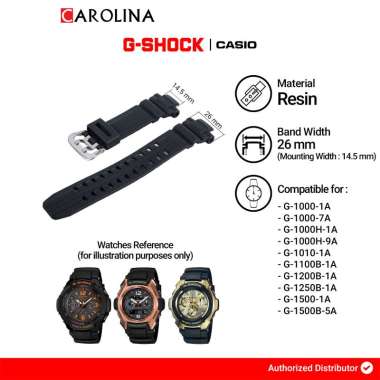 Tali Strap G-Shock G-1000 / G-1010 / G-1100 / G-1200 / G-1250 / G-1500 26mm Black Resin 10287236