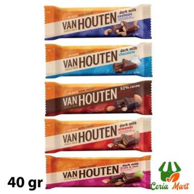 Coklat Van Houten Bar 40 gr Semi Sweet Almonds Milk Fruit Nut Cashew Fruit and Nut