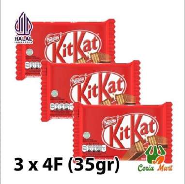 Kit Kat 4F 35 gr Coklat KitKat Milk Chocolate 4 Fingers Halal Single Pack 4F