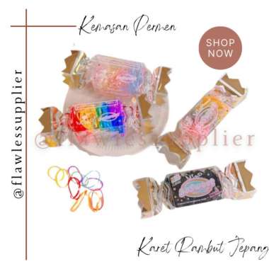 Ikat Karet Rambut Jepang Anak Dewasa Bahan Elastis Botol Kapsul Permen Candy / Ikat Rambut Kunciran 