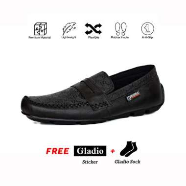 MIVSSO Sepatu Pria Gladio Slip On Kulit _ GLADIO Verda Hitam 39
