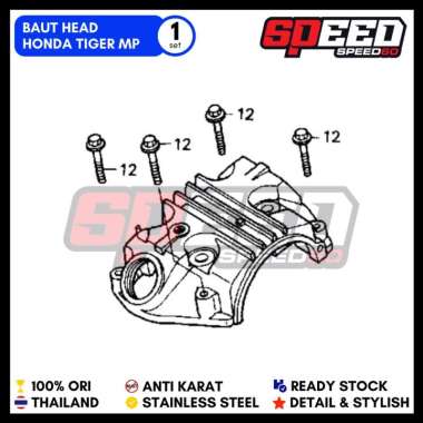 Baut Head Silinder Cylinder Head Hed Honda Megapro Tiger GL Tirev Baut Probolt Thailand Stainless Ki