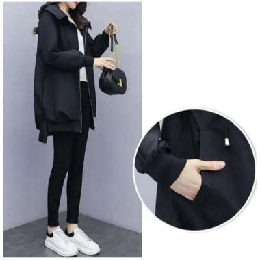 Jaket Wanita Jubah/Jaket Coat Korea Musim Dingin L Hitam