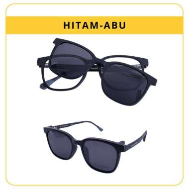 KACAMATA CLIPON UNISEX, FRAME LENSA CLIPON GM [TJ2192] HITAM-ABU