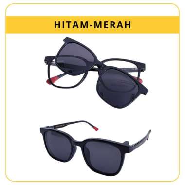 KACAMATA CLIPON UNISEX, FRAME LENSA CLIPON GM [TJ2192] HITAM-MERAH