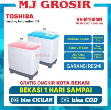 MESIN CUCI TOSHIBA VH 100 MN 9 KG 2 TABUNG 9 KG LOW WATT JEPANG