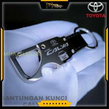 Gantungan kunci kulit stainless mobil Toyota calya logo Terbaik