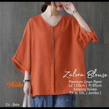 Blouse Atasan Wanita Jumbo LD 150 Terbaru Polos Linen - Dusty Bata