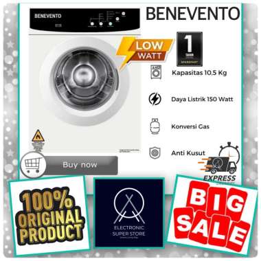 DRYER GAS BENEVENTO 10.5KG MESIN PENGERING ANTI KUSUT LOW WATT BENEVENTO LAUNDRY DRYER GAS 10.5KG