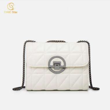 Sling Bag Wanita Tas Selempang Wanita Import Tas Rantai Tas Hitam + FREE Paperbag+Dustbag Putih