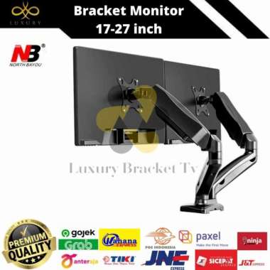Bracket Monitor Dual Arm Mount Stand Bracket Komputer Tv Jepit Meja
