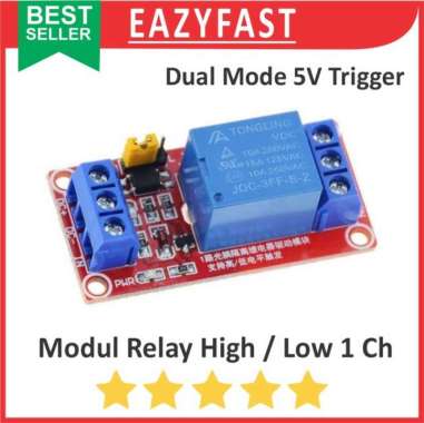 Modul Relay Active Aktif High Low Level Trigger 1Ch 1 Ch Chanel Channel 5 V Volt 5V Module Red Board