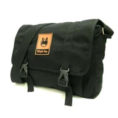 TAS SLEMPANG KANVAS PRIA WANITA TAS SLEMPANG KULIAH KERJA TAS MIQDIBAG - Hitam Hitam