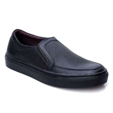 VERISH - Jiman HItam Sepatu Kasual Slip On Skate Formal Pria Kulit Asli 39 Hitam