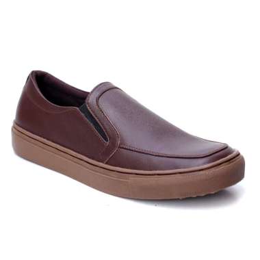 VERISH - Jiman HItam Sepatu Kasual Slip On Skate Formal Pria Kulit Asli 42 Cokelat