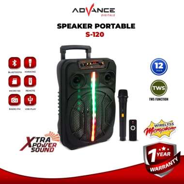 Advance Speaker S-120 Bluetooth Music Karaoke 12inch Free Mic