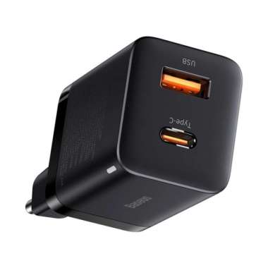 BASEUS Quick Charger 30W Dual Ports USB+Type-C Super Si Pro Hitam