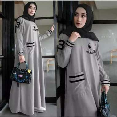 Dress Wanita Muslim Model Terbaru Gamis Kaos Combed Gamis Jumbo Wanita - Hitam, M XL Abu-abu
