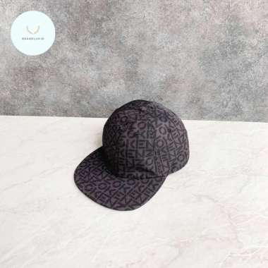 Kenzo monogram logo snapback cap in charcoal & white black Charcoal