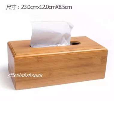 Kotak Tisu Tissue Box Segi Panjang Kayu Bambu Halus & Mulus Import