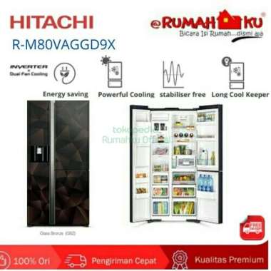 Kulkas Hitachi Rm80Vaggd9X Side By Side Multicolor