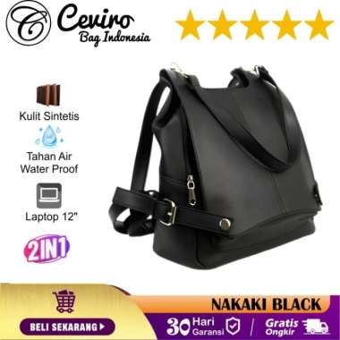 Ceviro Nakaki Backpack Black - Ivory Hitam