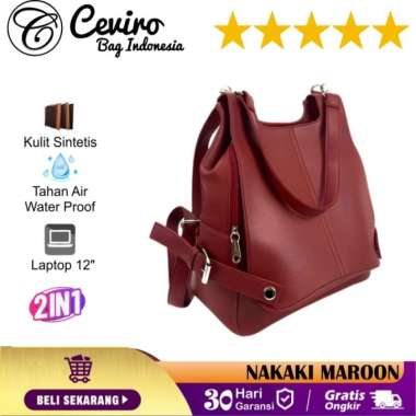 Ceviro Nakaki Backpack Black - Ivory Merah